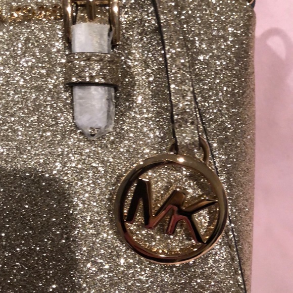 NWT glitter Gold mini Michael Kors crossbody - Picture 2 of 7